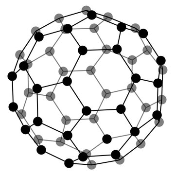 斜めから見たフラーレン(C60)の構造