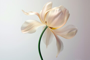 Elegant swirling flower with a long stem on a soft gradient background, AI-generated.