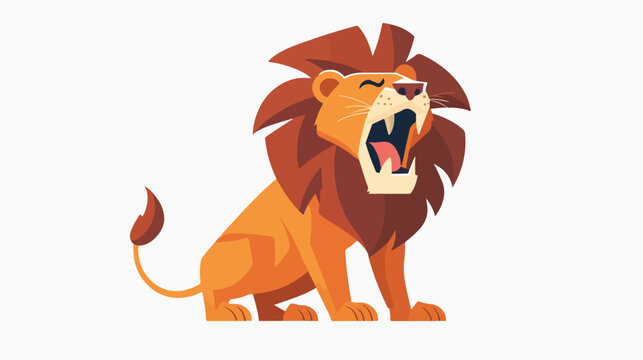 Cartoon lion roaring illustration Flat vector isolated