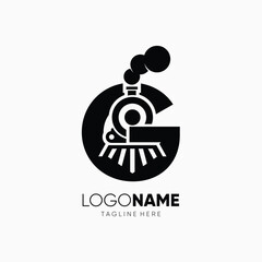 Letter G Train Locomotive Transport Logo Design Vector Icon Graphic Emblem Symbol Illustration