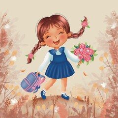 Schoolgirl. Back to school. Autumn
