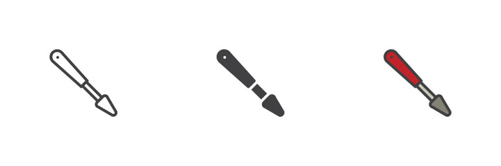 Palette knife different style icon set