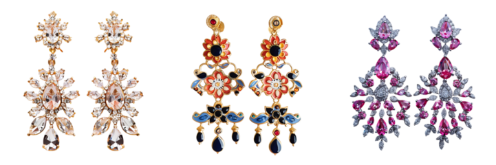 pair of earrings isolated on white or transparent background 