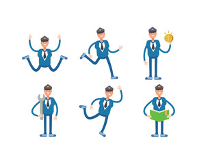 captain characters set in various poses vector illustration