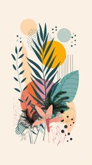 Poster Abstract Botanical Harmony in pastel shades	