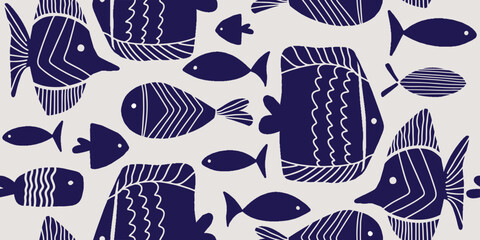 Seamless pattern of ornamental fish.Vector - 779562782