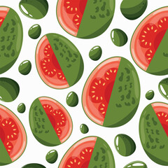Easter seamless pattern with decorated eggs with guava and green eggs for holiday poster, textile or packaging	
