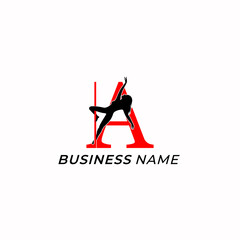 design logo combine letter A and pole dance