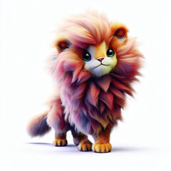 Fototapeta premium 3D furry forest animal with beautiful colors and white background. with Generative AI technology 