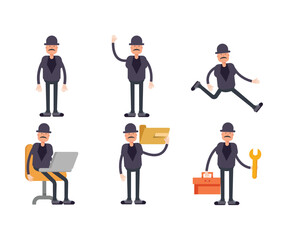 Obraz premium old man characters set in various poses vector illustration