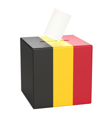 Ballot box with the flag of Belgium, concept image for election in Belgium