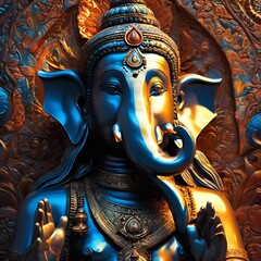 AI generated illustration of Lord Ganesha effortlessly eradicates obstacles - obrazy, fototapety, plakaty