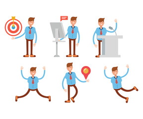 businessman characters in different poses vector set