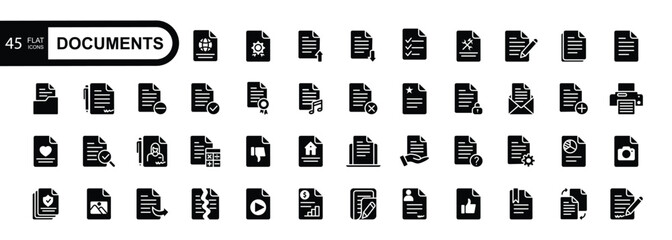 Document icon set. Documents symbol collection. Different documents icons vector illustration.
