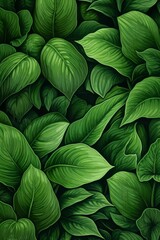 AI generated illustration of bright green leaves as a wallpaper