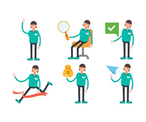 woman staff characters in various poses vector illustration