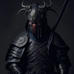 AI generated illustration of a fierce looking knight wearing armor - obrazy, fototapety, plakaty
