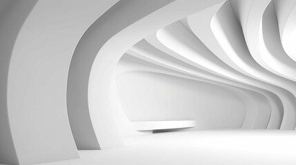 Contemporary room with white curved walls. AI-generated.