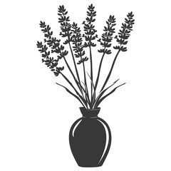 Silhouette lavender flower in the vase black color only