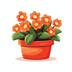 Spring colorful flowers in pot Vector illustration