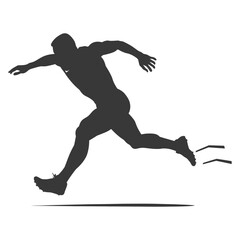 Fototapeta na wymiar Silhouette Man Hurdling Athlete in action full body