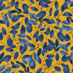 Tropical branches and leaves wallpaper abstract seamless pattern