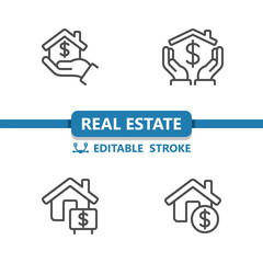 Real Estate Icons. Price, Dollar, House, Home Icon