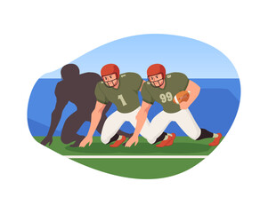 The intense game vector of American football: the player prepares to throw and start the game - obrazy, fototapety, plakaty