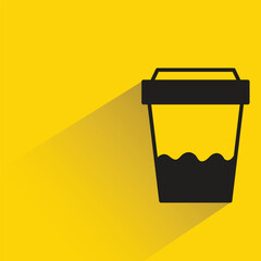 water glass icon with shadow on yellow background