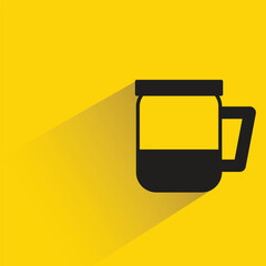 water glass icon with shadow on yellow background