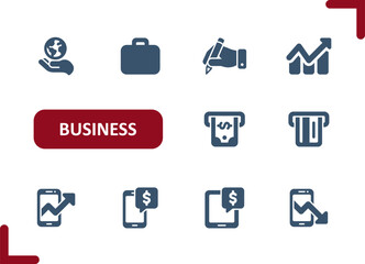 Business Icons. Investment, Investing, Earth, Globe, Graph, Money, Smartphone, Profit Icon