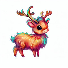 Naklejka premium furry forest animal with beautiful colors and white background. with Generative AI technology 