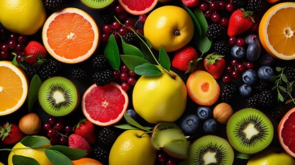 AI generated illustration of a vibrant selection of fresh fruits