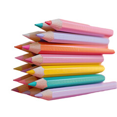Fototapeta premium Several colored pencils stacked on top of each other