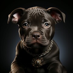 AI generated illustration of an adorable Staffordshire bull terrier puppy