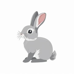 AI generated illustration of a gray rabbit on a white background