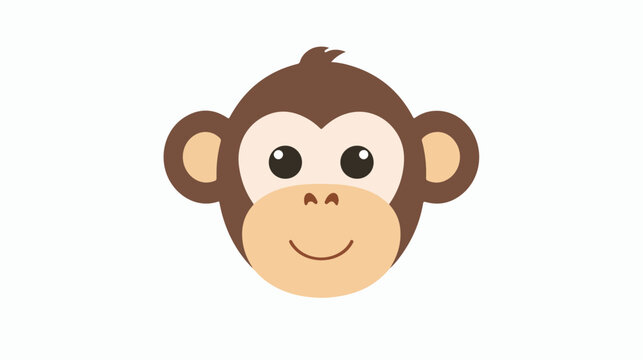 Cute monkey face box icon Flat vector isolated on white