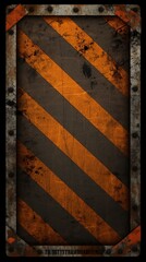 Brown black grunge diagonal stripes industrial background warning frame, vector grunge texture warn caution, construction, safety background with copy space for photo or text design