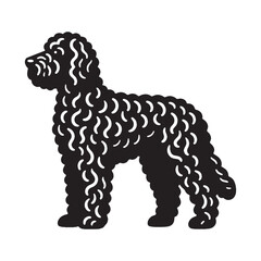 Labradoodle. Emblem. Beautiful engraving monochrome vector illustration. Icon, logo, isolated object	