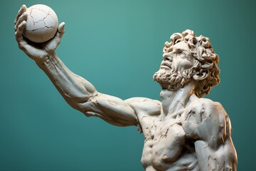 an ancient statue has been designed as a basketball ball is thrown