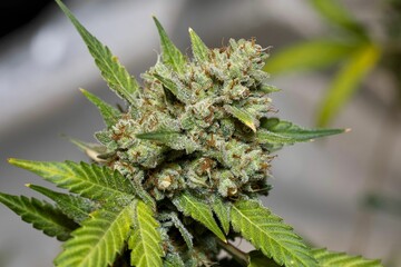 Closeup shot of a cannabis plant.