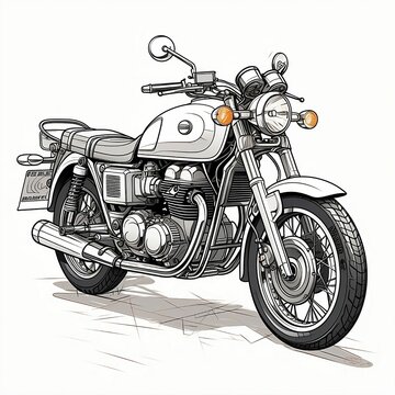 recommend clip art: AI generated illustration of A black and white illustration of a motorcycle
