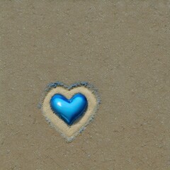 a heart shaped object on the sand by the water's edge