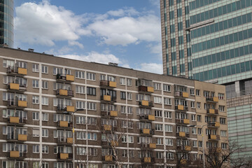 A block of flats from the old days in the city center. Warsaw Poland