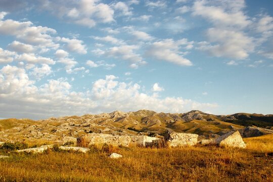 Beautiful shot of a necropolis of tombstones in Morine upper valley, Bosnia and Herzegovina