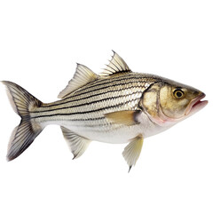 Fresh sea bass fish isolated on transparent background. Fish with clipping path.