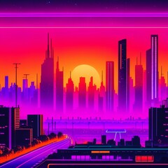 AI generated illustration of a vibrant pink cityscape