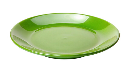 Empty green plate isolated on a transparent background.