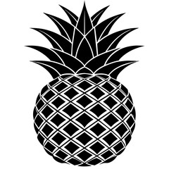 Obraz premium illustration of pineapple, black pineapple silhouette vector illustration,icon,svg,pineapple characters,Holiday t shirt,Hand drawn trendy Vector illustration,pineapple on a white background