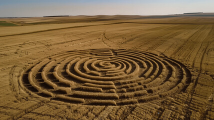 Fototapeta na wymiar AI generated illustration of a Crop circles in a field